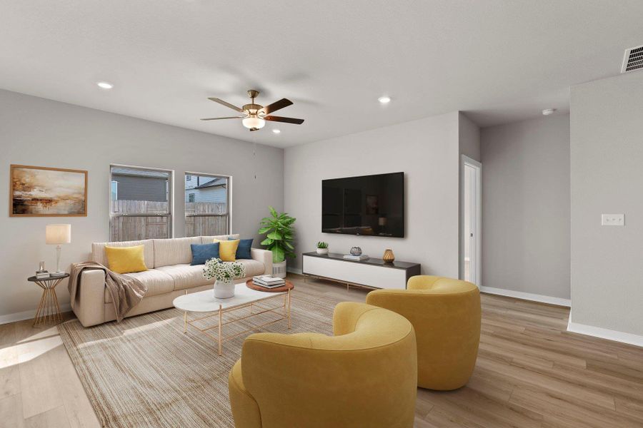 Open Concept Family Room - Virtually Staged