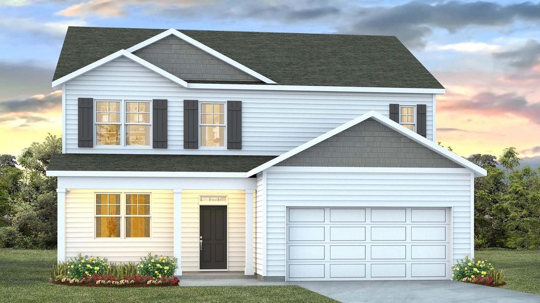 Representative exterior photo of a completed home built from the ELLE by D.R. Horton in Eden Springs, Longs, SC (Image 1).
