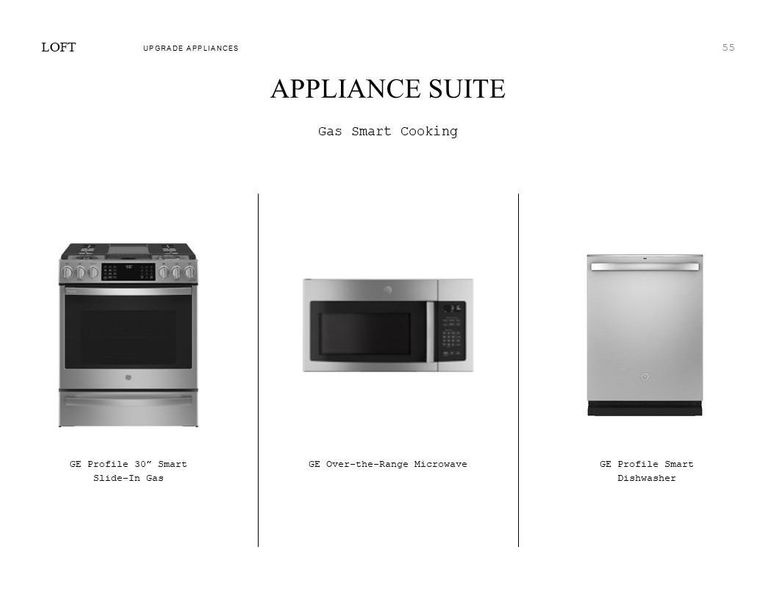 Loft Look Palette 1: Appliance Selection Sheet (*Artist rendering used for illustration purposes only.)