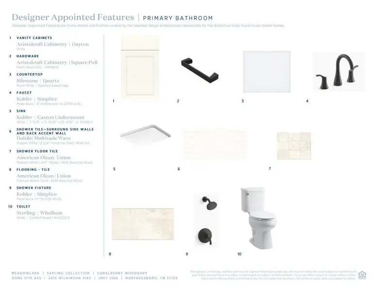 Sample of building materials used in homes in Meadowlark, Murfreesboro (Image 11). Sample of building materials used in homes in Meadowlark, Murfreesboro (Image 11).
