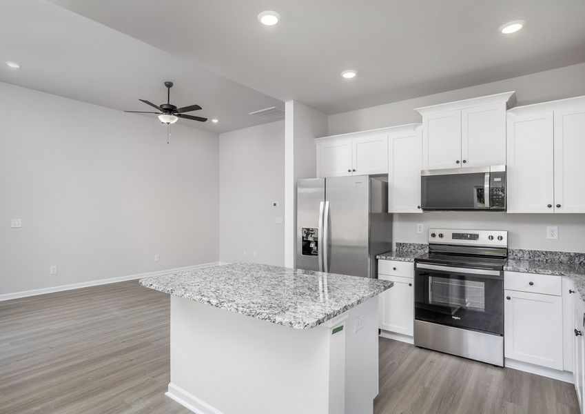 Each home has stainless steel appliances.