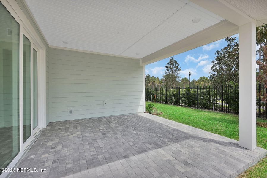 Exterior details and patio area of a home in Seabrook Village at Seabrook, Nocatee (Image 4).