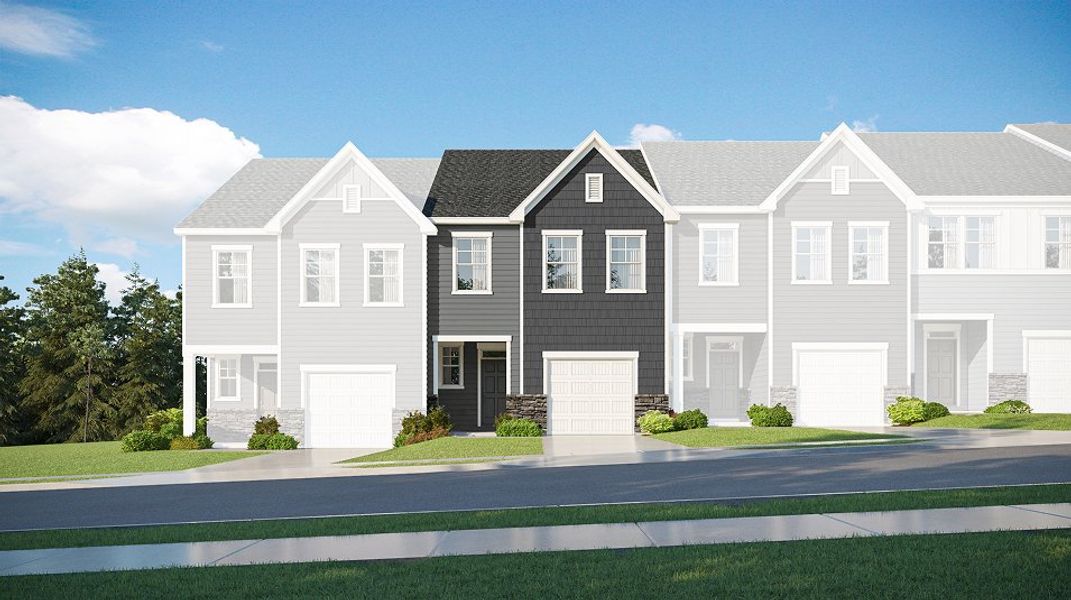Front exterior of a new home in Rolesville Crossing, Rolesville, NC, highlighting curb appeal (Image 1). Front exterior of a new home in Rolesville Crossing, Rolesville, NC, highlighting curb appeal (Image 1).