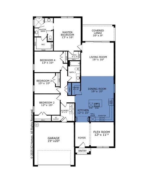 2D floor plan layout for the Oakland - Classic Series | 50' Wide Lots by ICI Homes in Mosaic, Daytona Beach, FL (Image 3).