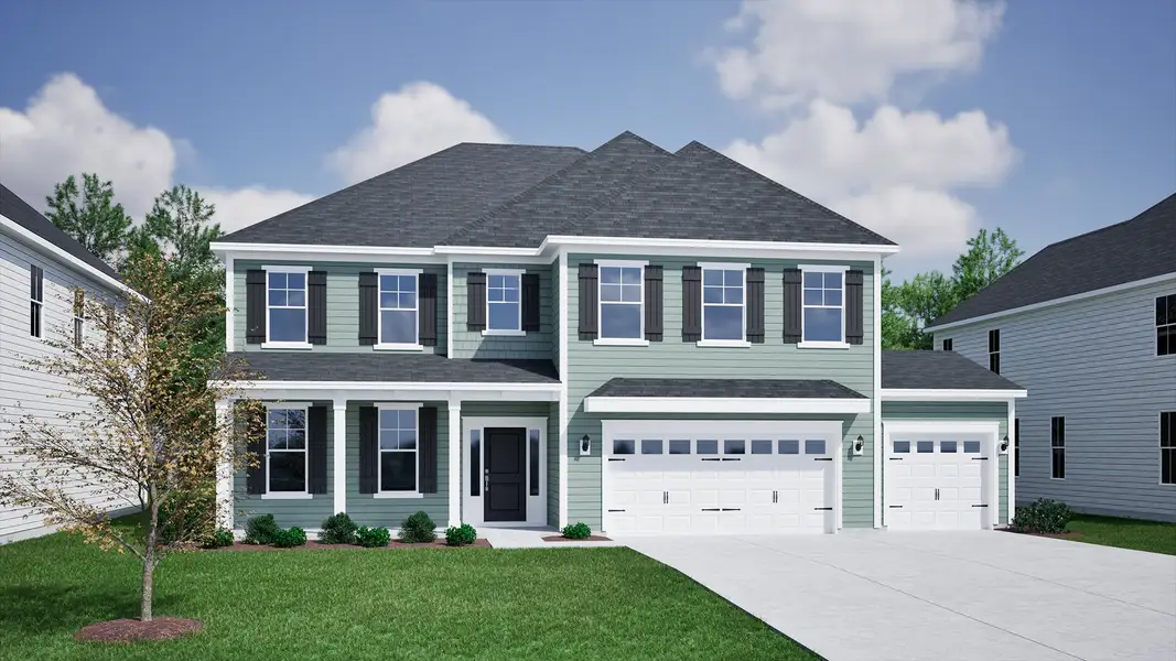 Representative exterior photo of a completed home built from the Webster II - Vanguard Collection by Mungo Homes in Scotts Hill Village, Wilmington, NC (Image 17).