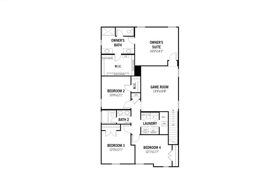 2D floor plan layout of this home in Spiritas Ranch, Little Elm, TX (Image 21).