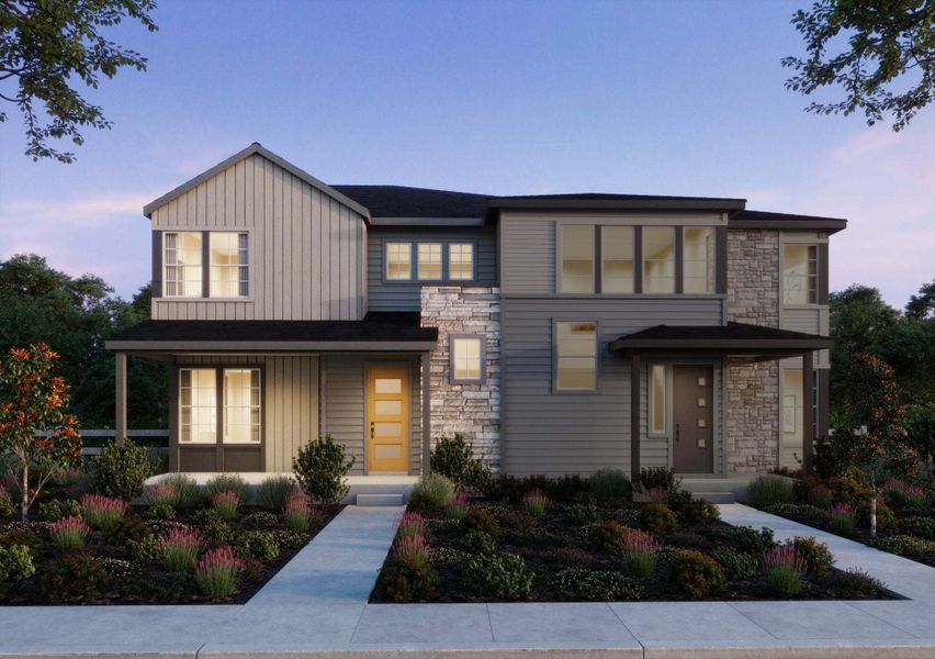 Representative exterior photo of a completed home built from the Plan 2 by Trumark Homes in Duet at Sterling Ranch, Littleton, CO (Image 27). Representative exterior photo of a completed home built from the Plan 2 by Trumark Homes in Duet at Sterling Ranch, Littleton, CO (Image 27).