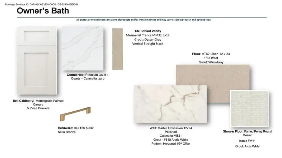 Owner's Bathroom selections are sure to be a show stopper