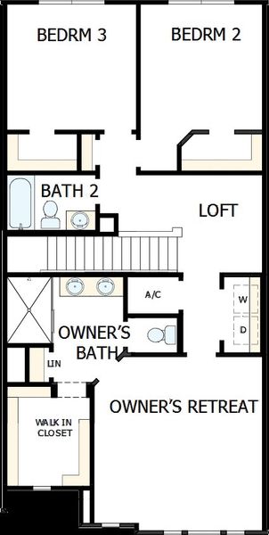 2D floor plan layout of this home in Emerald Landing at Waterside at Lakewood Ranch – Towns, Sarasota, FL (Image 3).