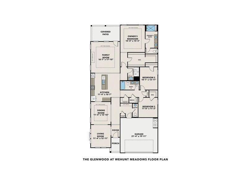 2D floor plan layout for the The Glenwood D at Wehunt Meado by Davidson Homes LLC in Wehunt Meadows, Hoschton, GA (Image 3).