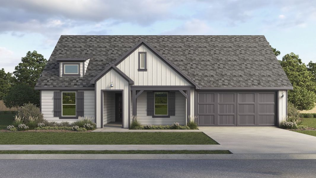 Representative exterior photo of a completed home built from the Gail by D.R. Horton in Windrose, Pilot Point, TX (Image 2). Representative exterior photo of a completed home built from the Gail by D.R. Horton in Windrose, Pilot Point, TX (Image 2).