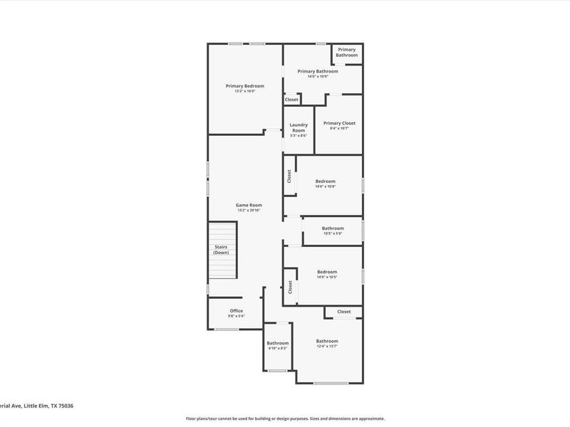 2D floor plan layout of this home in Royal Court, Little Elm, TX (Image 3).