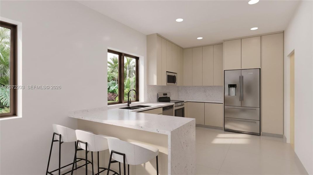 Furnished interior view inside a new home in , Dania Beach (Image 3). Furnished interior view inside a new home in , Dania Beach (Image 3).