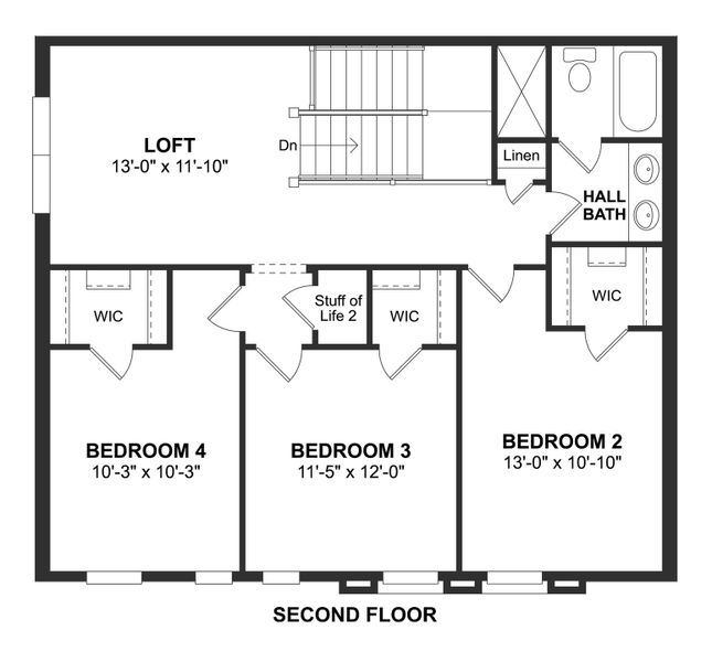 2D floor plan layout for the Reine II ESP by K. Hovnanian® Homes in Parkside at Tuttle Royale, Royal Palm Beach, FL (Image 4).