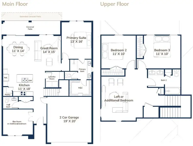 2D floor plan layout for the Appaloosa by Estela Living in Juliette Falls, Ocala, FL (Image 3). 2D floor plan layout for the Appaloosa by Estela Living in Juliette Falls, Ocala, FL (Image 3).