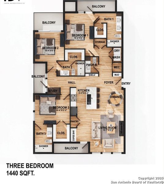 2D floor plan layout of this home in , San Antonio, TX (Image 3).