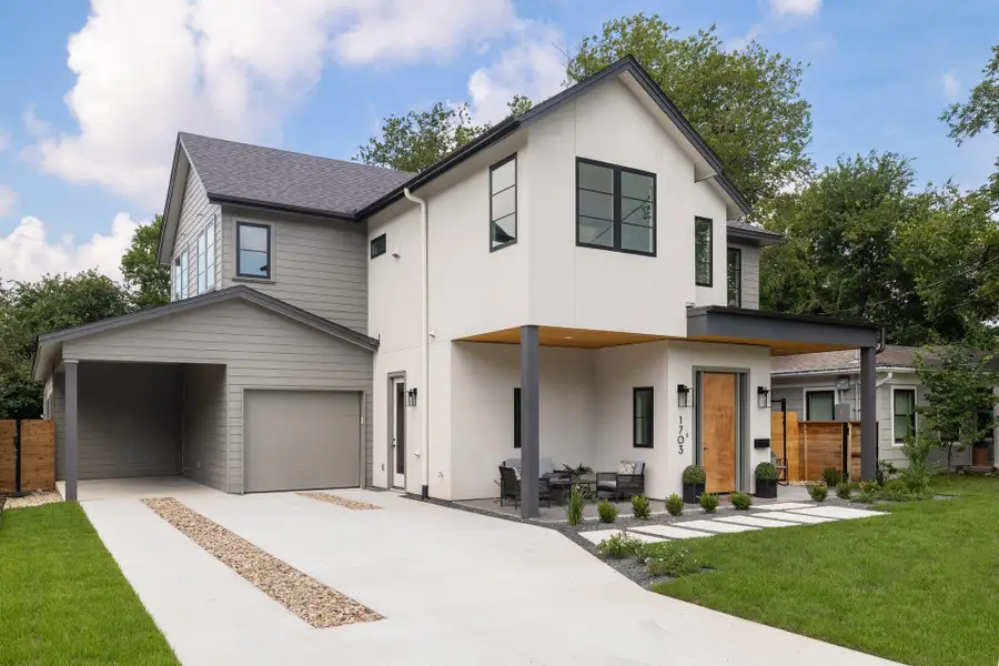 Front exterior of a new home in , Austin, TX, highlighting curb appeal (Image 24). Front exterior of a new home in , Austin, TX, highlighting curb appeal (Image 24).
