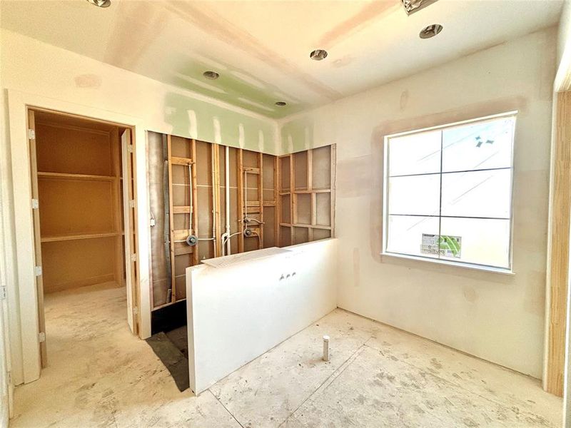 Additional view of primary bath with ample natural light and entry to the large closet.