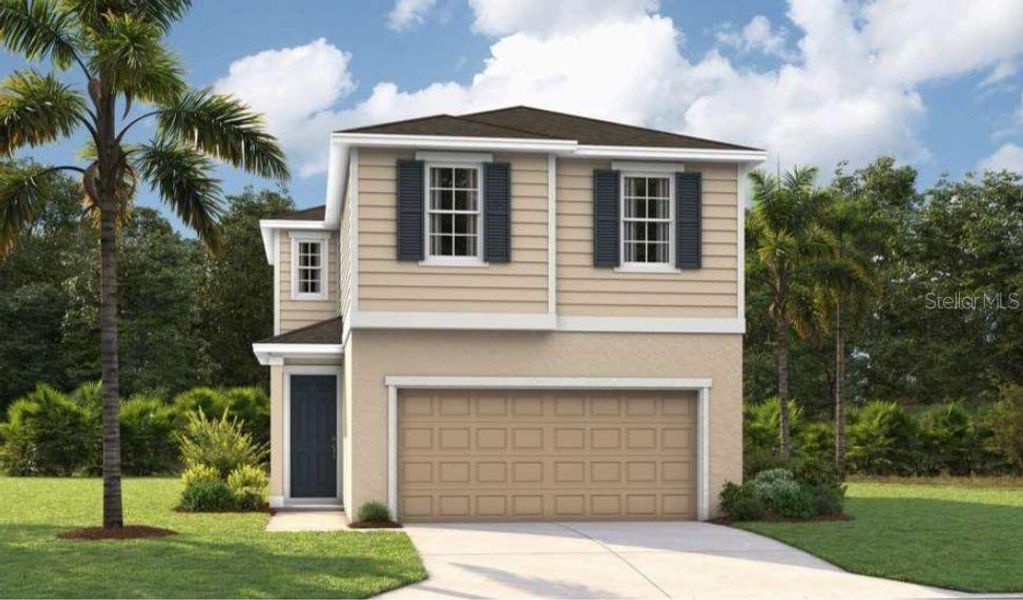 Front exterior of a new home in Maple Ridge, Palmetto, FL, highlighting curb appeal (Image 1).
