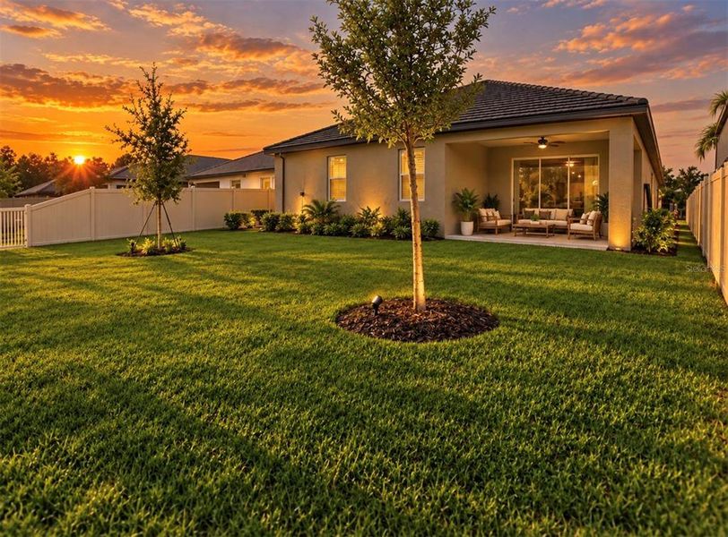 Exterior details and patio area of a home in Angeline Active Adult, Land O' Lakes (Image 30).