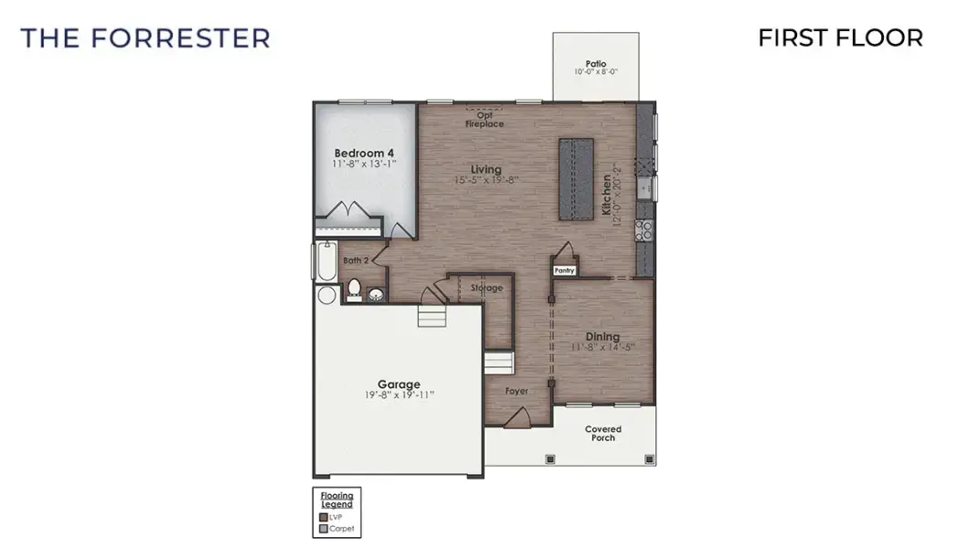 2D floor plan layout of this home in Surfside Landing, Hubert, NC (Image 3).
