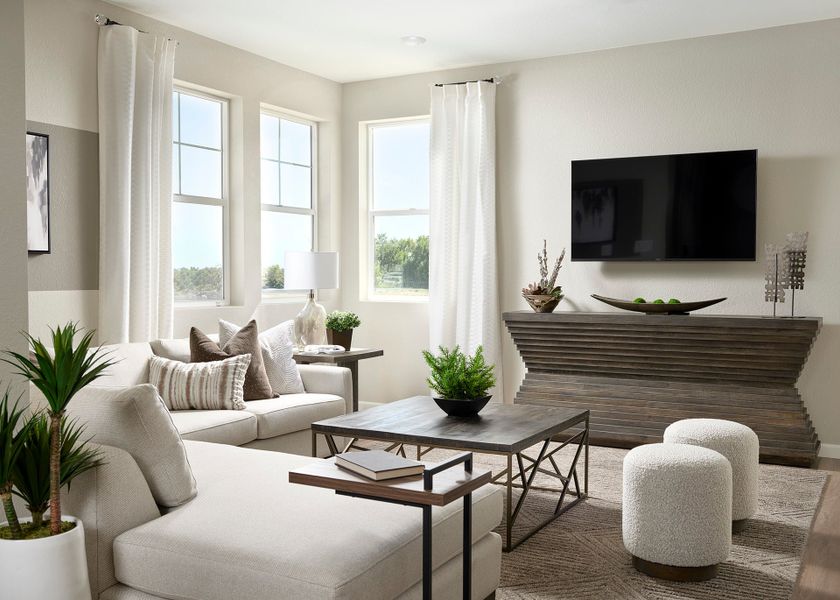Furnished interior view inside a new home in Sugar Mill Village, Longmont (Image 4). Furnished interior view inside a new home in Sugar Mill Village, Longmont (Image 4).