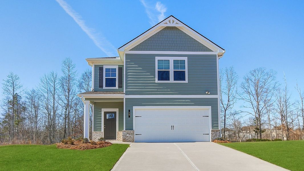 Representative exterior photo of a completed home built from the Alexis by DRB Homes in Chapel Hill, Newnan, GA (Image 17). Representative exterior photo of a completed home built from the Alexis by DRB Homes in Chapel Hill, Newnan, GA (Image 17).