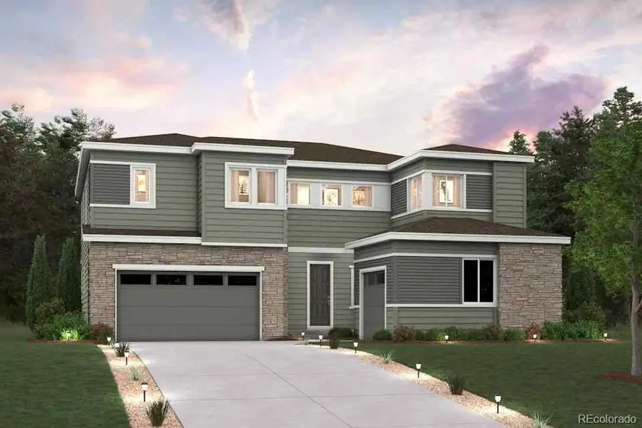 Front exterior of a new home in Prestige Collection at Parkdale Commons, Erie, CO, highlighting curb appeal (Image 1). Front exterior of a new home in Prestige Collection at Parkdale Commons, Erie, CO, highlighting curb appeal (Image 1).