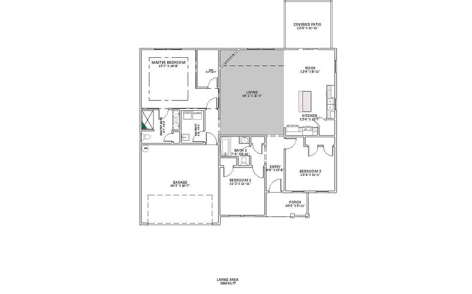 2D floor plan layout for the Sage by Enchanted Homes in Ballentine Ridge, Lyman, SC (Image 3).