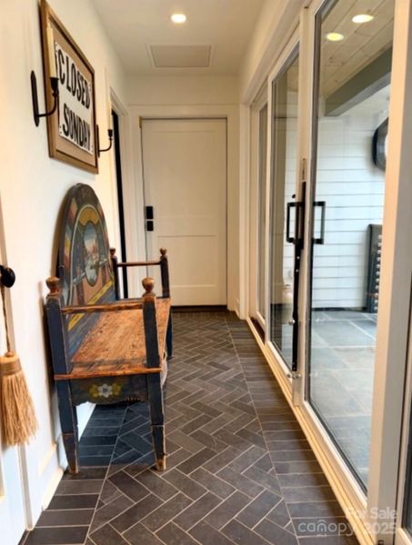 Herringbone Tile in Mudroom