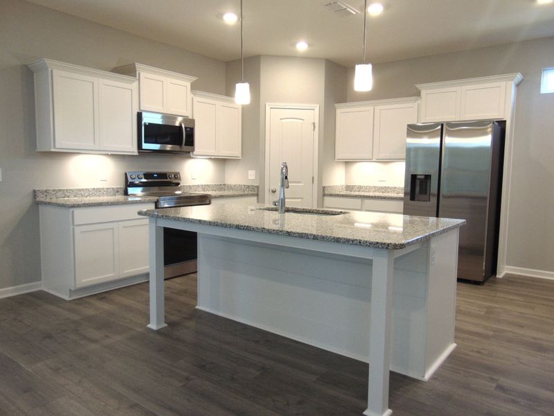 The kitchen where you can cook all your specialty dishes with love. This kitchen has under cabinet lights, included steel appliances, as well as a modern and large island and sink. The kitchen where you can cook all your specialty dishes with love. This kitchen has under cabinet lights, included steel appliances, as well as a modern and large island and sink.