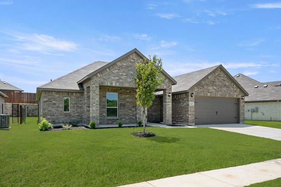 Representative exterior photo of a completed home built from the Alderbury II by Impression Homes in Mountain Valley, Burleson, TX (Image 2). Representative exterior photo of a completed home built from the Alderbury II by Impression Homes in Mountain Valley, Burleson, TX (Image 2).