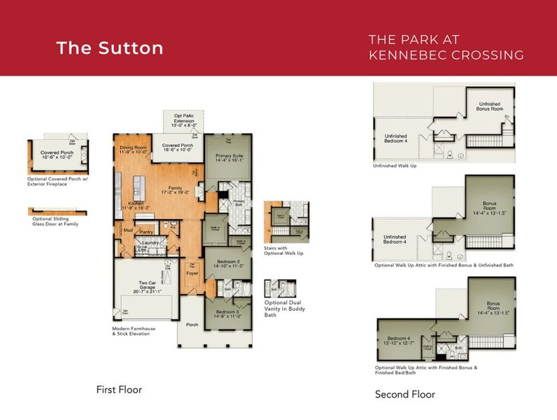2D floor plan layout for the The Sutton by RobuckHomes in Kennebec Crossing, Angier, NC (Image 5).