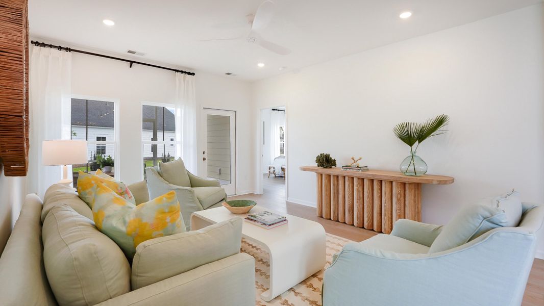 Furnished interior view inside a new home in Horizons at Carnes Crossroads | 55+: Cottage Collection, Summerville (Image 6). Furnished interior view inside a new home in Horizons at Carnes Crossroads | 55+: Cottage Collection, Summerville (Image 6).