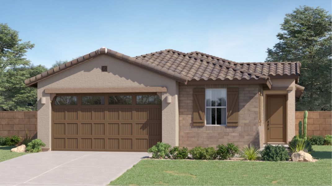 Front exterior of a new home in Bella Vista Farms, San Tan Valley, AZ, highlighting curb appeal (Image 1). Front exterior of a new home in Bella Vista Farms, San Tan Valley, AZ, highlighting curb appeal (Image 1).