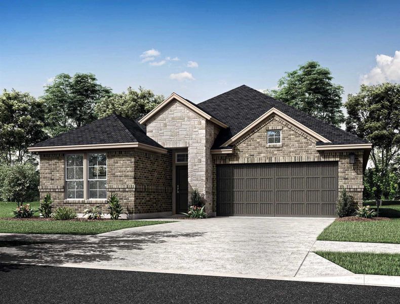 Front exterior of a new home in Mason Woods, Cypress, TX, highlighting curb appeal (Image 1). Front exterior of a new home in Mason Woods, Cypress, TX, highlighting curb appeal (Image 1).