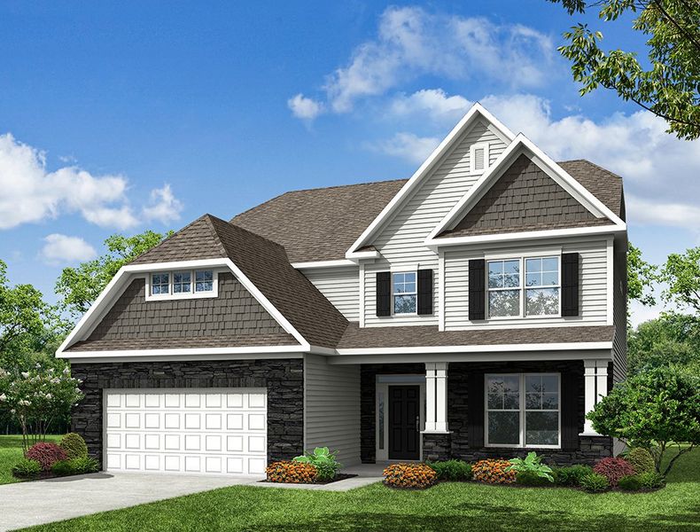 Representative exterior photo of a completed home built from the Hamilton by Eastwood Homes in Chasewood, Charlotte, NC (Image 8).