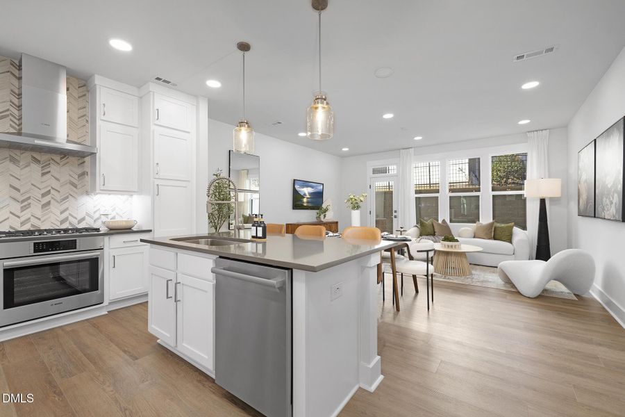 Kitchen Island & Living Flow