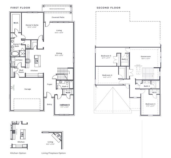 2D floor plan layout for the Gerard V by Taft Homes in Mercer Meadows, Royse City, TX (Image 5).