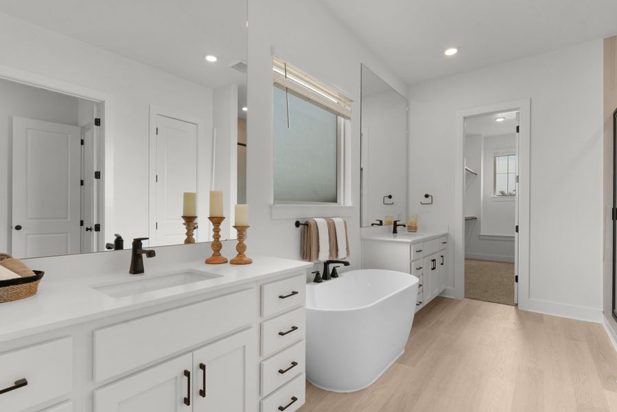 Furnished interior view inside a new home in Lariat, Liberty Hill (Image 9). Furnished interior view inside a new home in Lariat, Liberty Hill (Image 9).