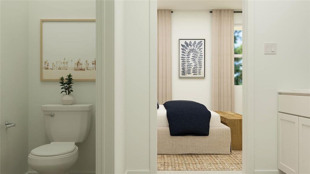 Bathroom with vanity and toilet