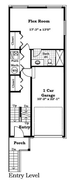 2D floor plan layout for the The Keswick  Townhome (End Viewout) by Norfolk Homes in Bristol Ridge Townhomes, Ann Arbor, MI (Image 4).