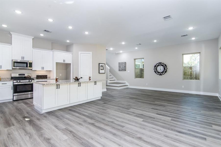 Kitchen is open to family room.