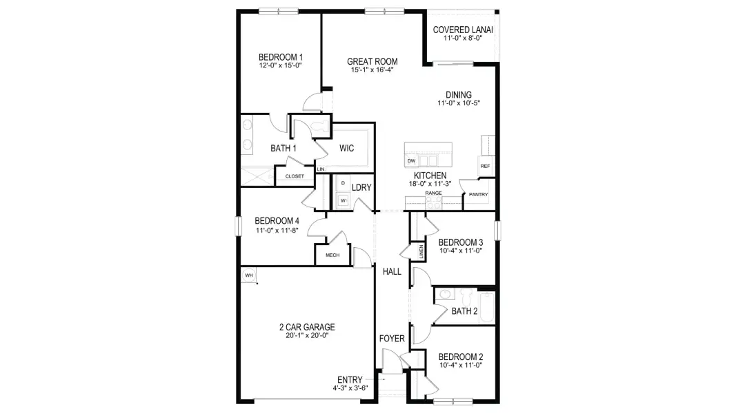 2D floor plan layout of this home in Brookside, Ruskin, FL (Image 3).