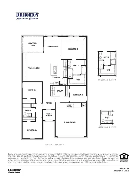 2D floor plan layout for the Huntsville by D.R. Horton in Lago Mar 60' Homesites, Texas City, TX (Image 3).