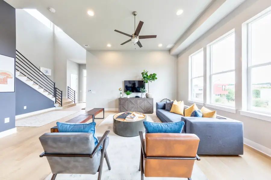 Furnished interior view inside a new home in The Brownstones at East Quarter, Dallas (Image 17).