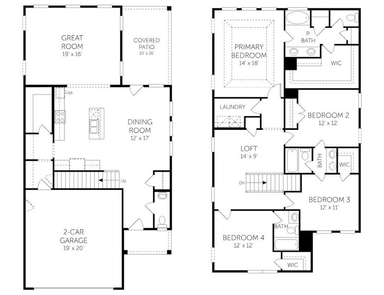 2D floor plan layout for the Windermere - Single Family Homes by Dream Finders Homes in The Pier South, Seneca, SC (Image 5).
