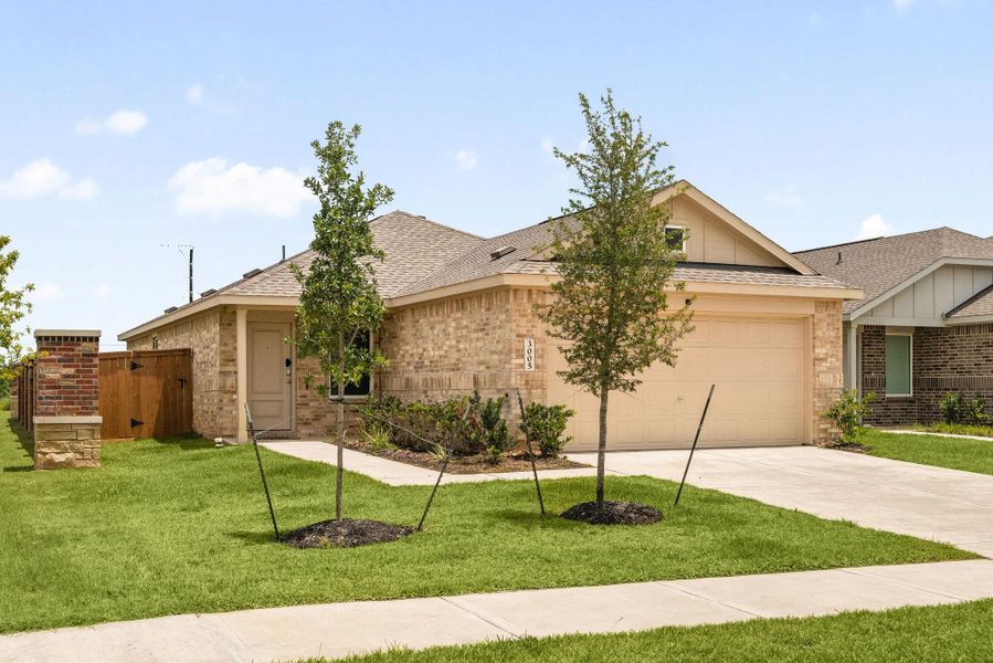 Front exterior of a new home in , Katy, TX, highlighting curb appeal (Image 1). Front exterior of a new home in , Katy, TX, highlighting curb appeal (Image 1).