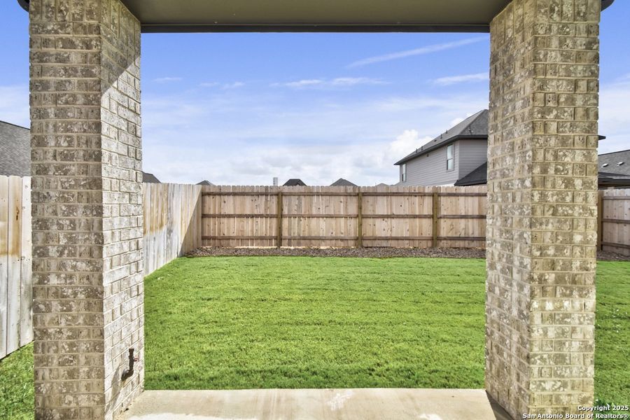 Exterior details and patio area of a home in Legacy at Lake Dunlap: 40ft. lots - (A), New Braunfels (Image 20).