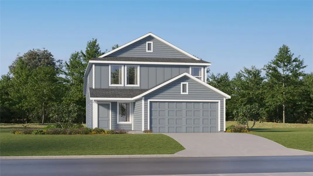 Front exterior of a new home in , Jarrell, TX, highlighting curb appeal (Image 1).